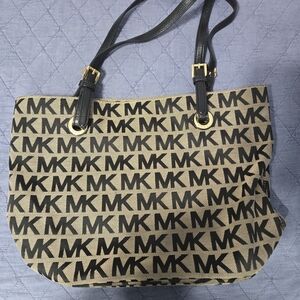 Michael Kors Beige and Black Logo Tote Bag
